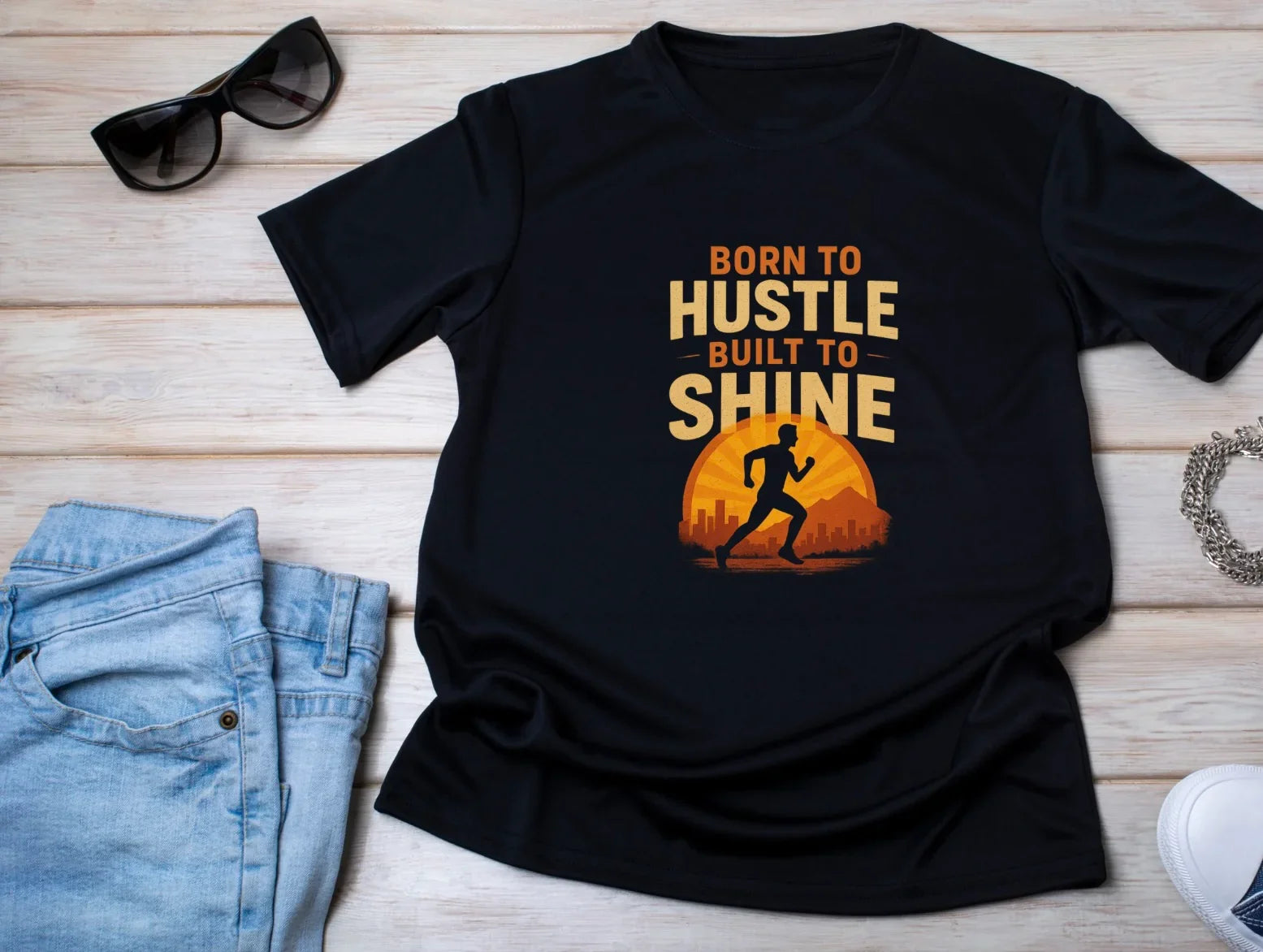 Born to Hustle Built To Shine || Oversized T-shirt for Men and Women